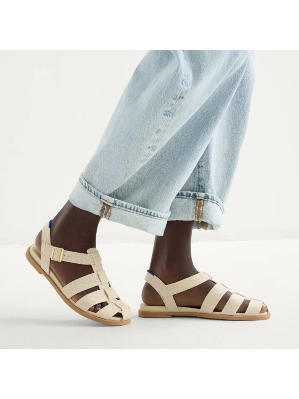 size 8 new Womens Rothy's cream fisherman sandals in "coconut" strappy buckle an - Picture 2 of 11
